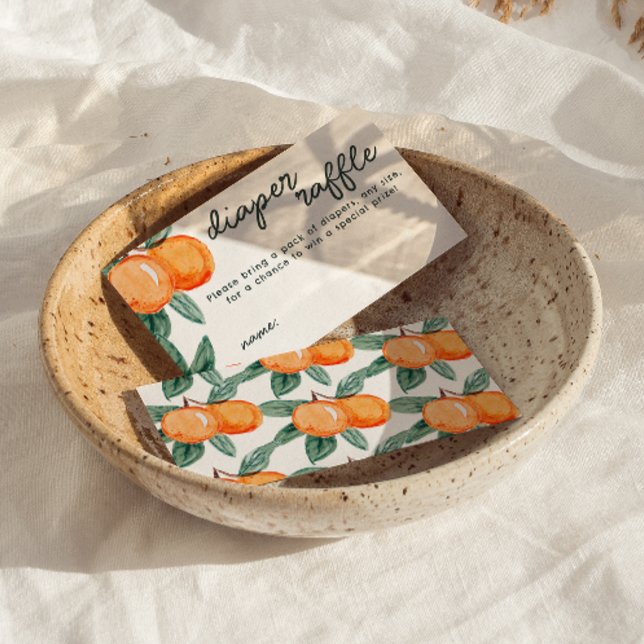 Tarjeta De Recepción Little Cutie Citrus Diaper Raffle Game Entry (Little Cutie Diaper Raffle Game Enclosure Card)