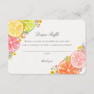 Tarjeta De Recepción Little Cutie Citrus Floral Diaper Raffle Insert
