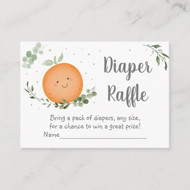 Tarjeta De Recepción Little Cutie Clementine Baby Shower Diaper Raffle (Anverso)