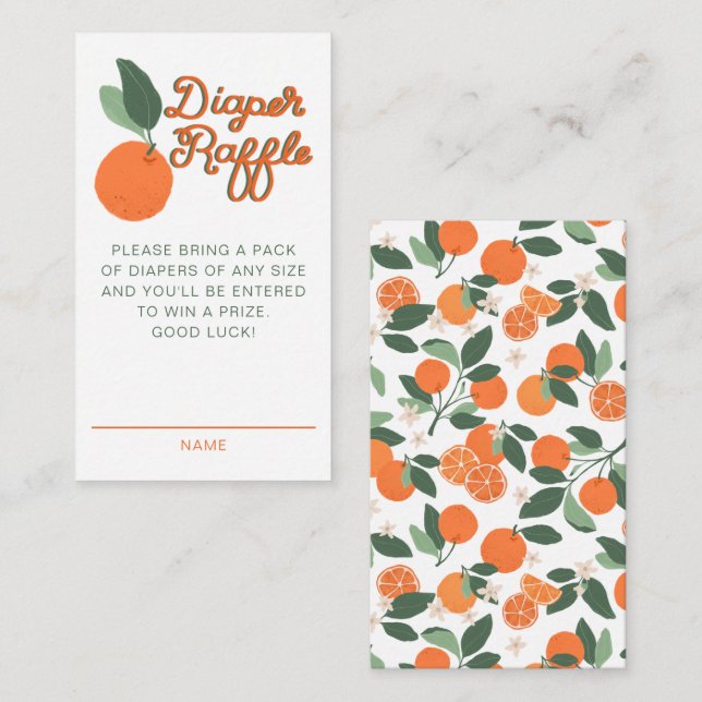Tarjeta De Recepción Little Cutie Clementine Baby Shower Diaper Raffle (Anverso / Reverso)