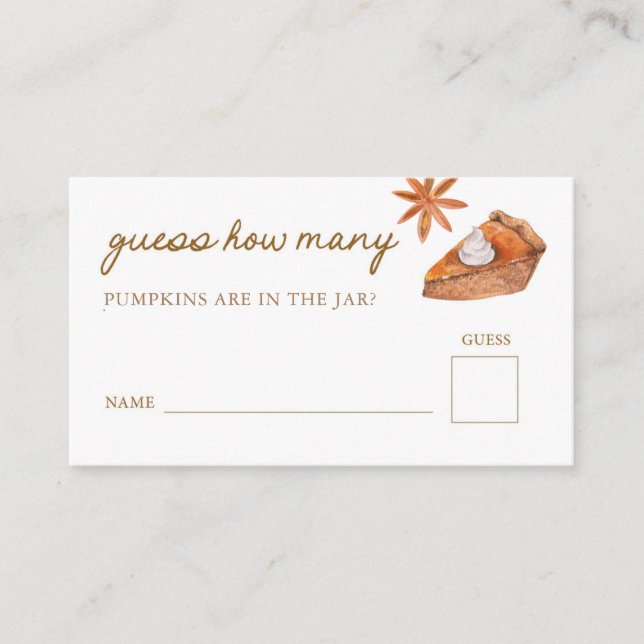 Tarjeta De Recepción Little Cutie Pie Baby Shower Adivina Cuántos Juego (Anverso)