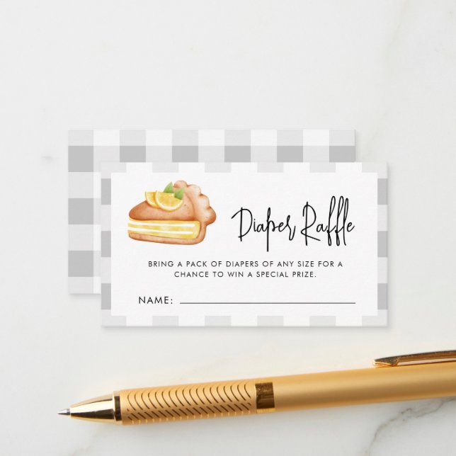 Tarjeta De Recepción Little Cutie Pie Diaper Raffle Baby Shower (Anverso/Reverso In Situ)