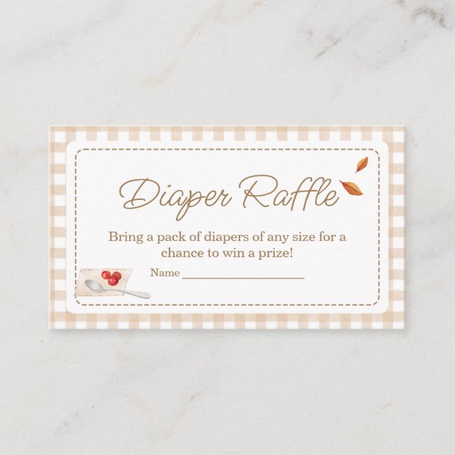 Tarjeta De Recepción Little Cutie Pie Gingham Baby Shower Diaper Raffle (Anverso)