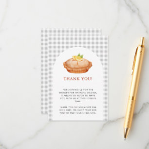 Tarjeta De Recepción Little Cutie Pie Gray Check Baby Shower Gracias