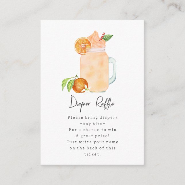 Tarjeta De Recepción Little Cutie Smoothie Baby Shower Diaper Raffle (Anverso)