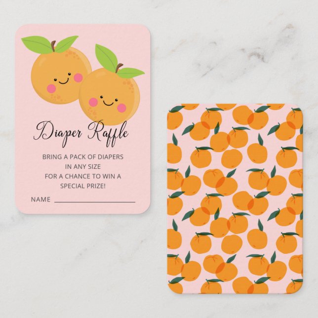 Tarjeta De Recepción Little Cuties Baby Shower Diaper Raffle (Anverso / Reverso)