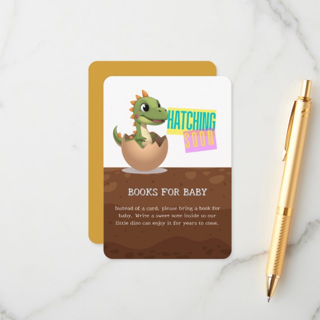 Tarjeta De Recepción Little Dinosaur Hatching Soon (Anverso/Reverso In Situ)