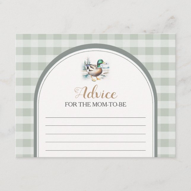 Tarjeta De Recepción Little Duckling Gingham Baby Shower Advance Para M (Anverso)