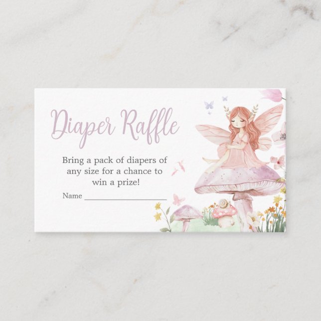 Tarjeta De Recepción Little Fairy Whimsical Baby Shower Diaper Raffle (Anverso)