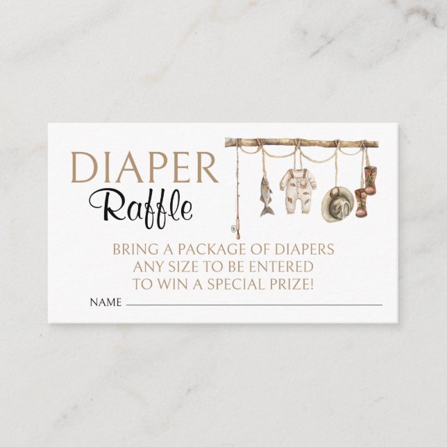Tarjeta De Recepción Little Fisherman Baby Shower Diaper Raffle (Anverso)