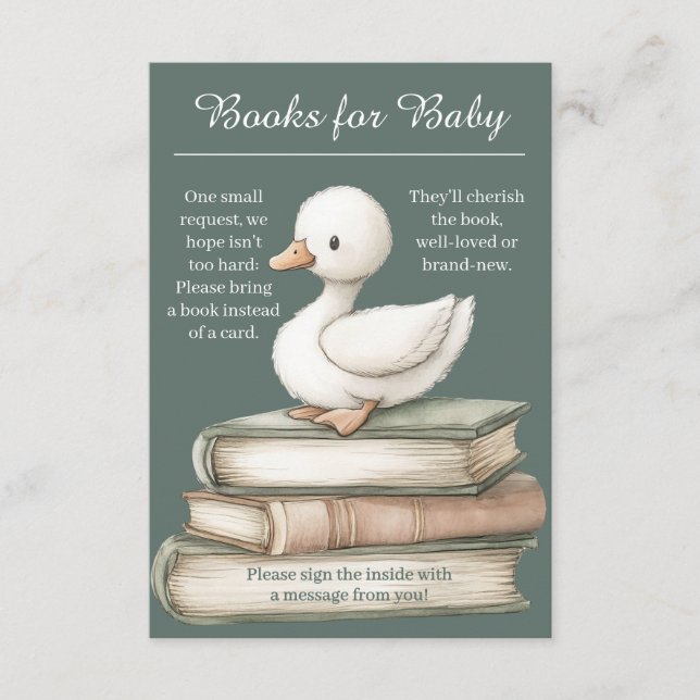 Tarjeta De Recepción Little Goose Book Request Card | Baby Sprinkle (Anverso)