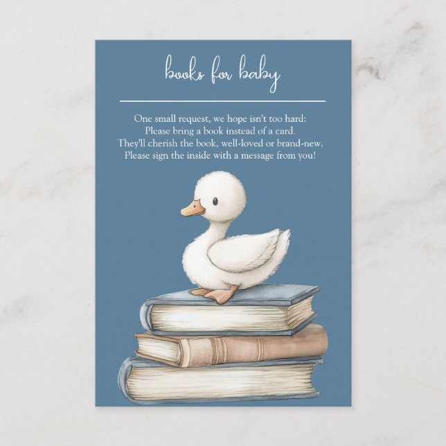Tarjeta De Recepción Little Goose Book Request Card Goose Baby Shower  (Anverso)