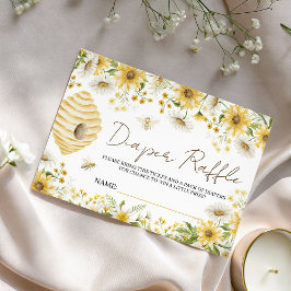 Tarjeta De Recepción Little Honey Bee Floral Diaper Raffle Card