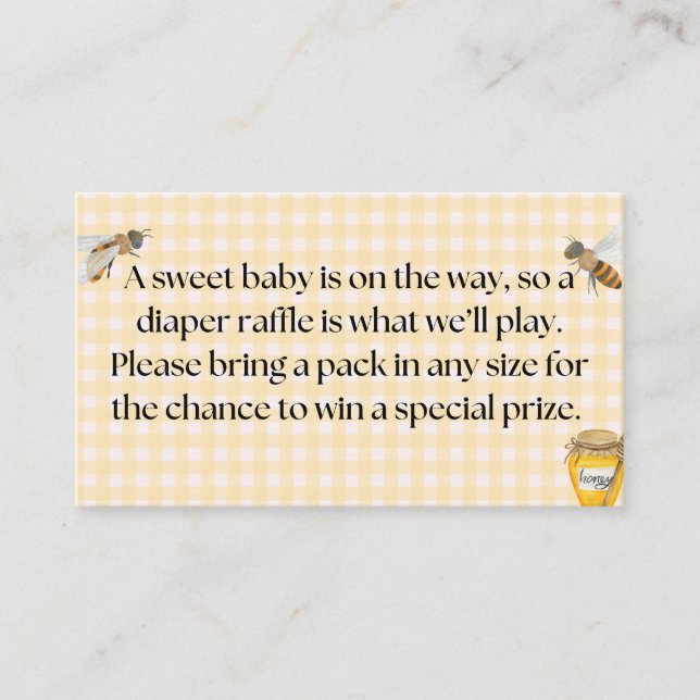 Tarjeta De Recepción Little Honey Diaper Raffle (Anverso)