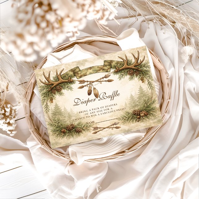 Tarjeta De Recepción Little Hunter Antler Woodland Diapper Raffle (Subido por el creador)