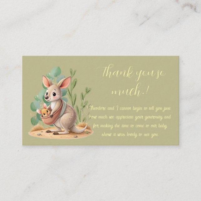 Tarjeta De Recepción Little Joey Baby Shower Gracias (Anverso)