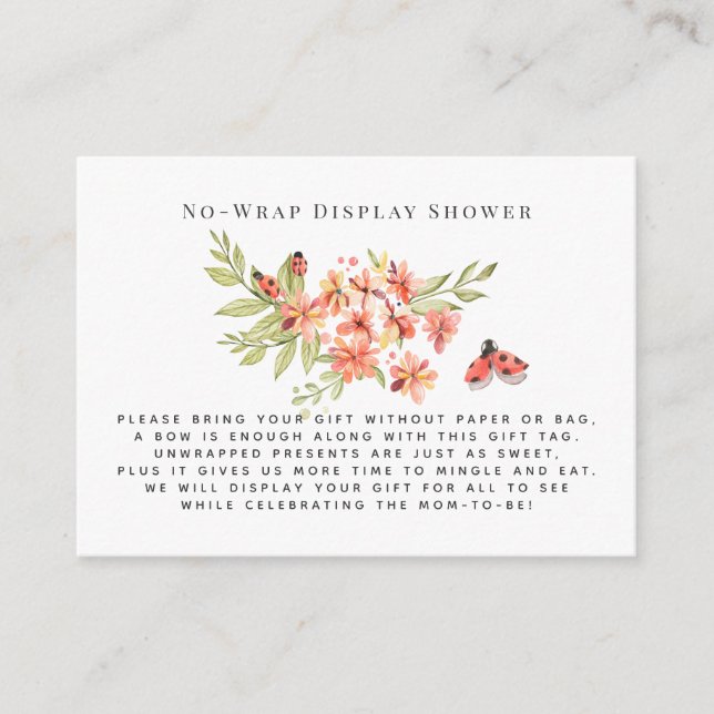 Tarjeta De Recepción Little Ladybugs | No ajustar el inserto de la duch (Anverso)