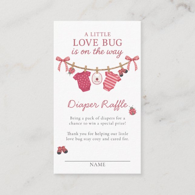 Tarjeta De Recepción Little Love Bug Clothesline Baby Shower (Anverso)