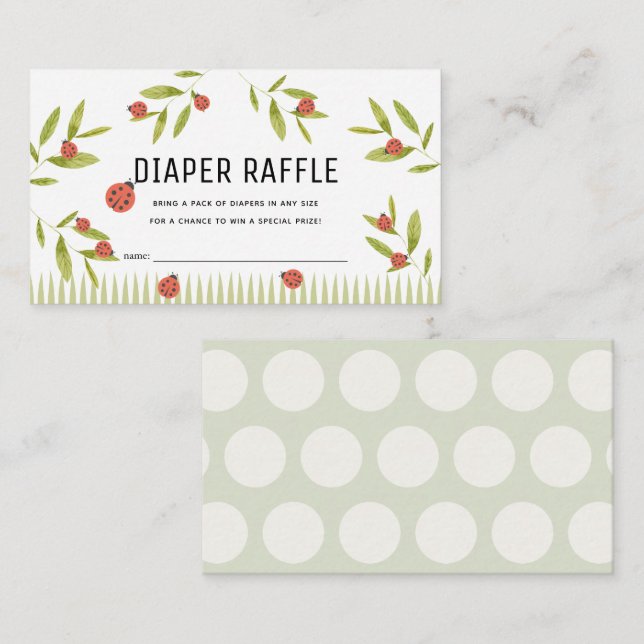 Tarjeta De Recepción Little Love Bug Ladybug Diaper Raffle Ticket (Anverso / Reverso)