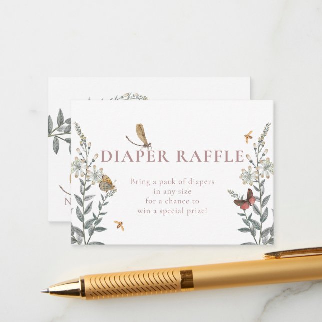 Tarjeta De Recepción Little Love Bug Wildflower Baby Shower (Anverso/Reverso In Situ)