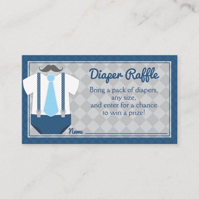 Tarjeta De Recepción Little Man Diaper Raffle Baby Shower (Anverso)