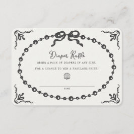 Tarjeta De Recepción Little Pearl Coquette Bow Diaper Raffle Insert