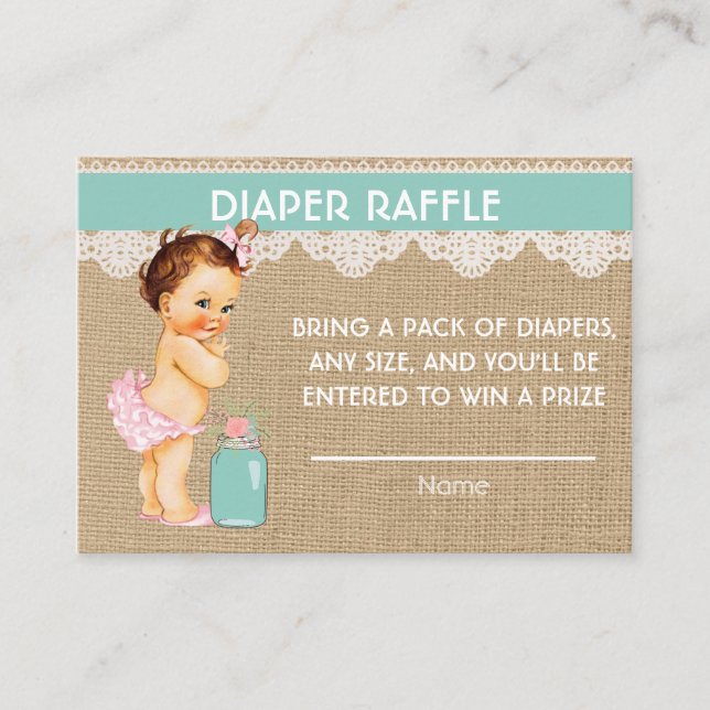 Tarjeta De Recepción Little Princess Diaper Raffle Insert (Anverso)