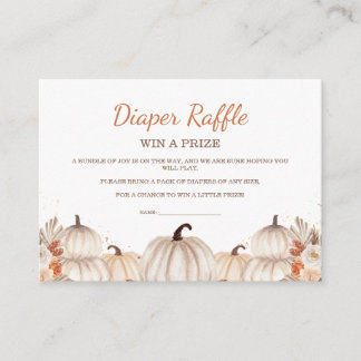 Tarjeta De Recepción Little Pumpkin Baby Shower Diaper Raffle Ticket