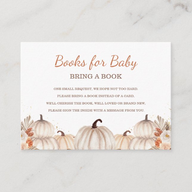 Tarjeta De Recepción Little Pumpkin Books for Baby, Baby Shower  (Anverso)