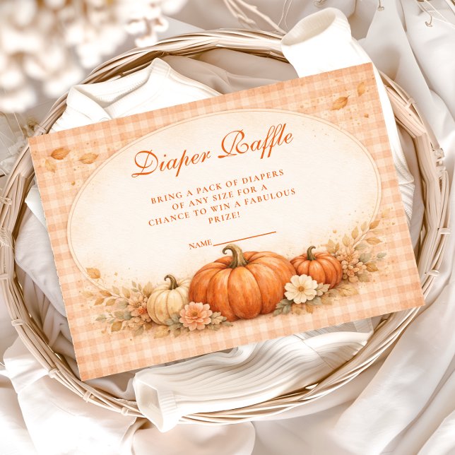 Tarjeta De Recepción Little Pumpkin Gingham Fall Diapper Raffle (Subido por el creador)