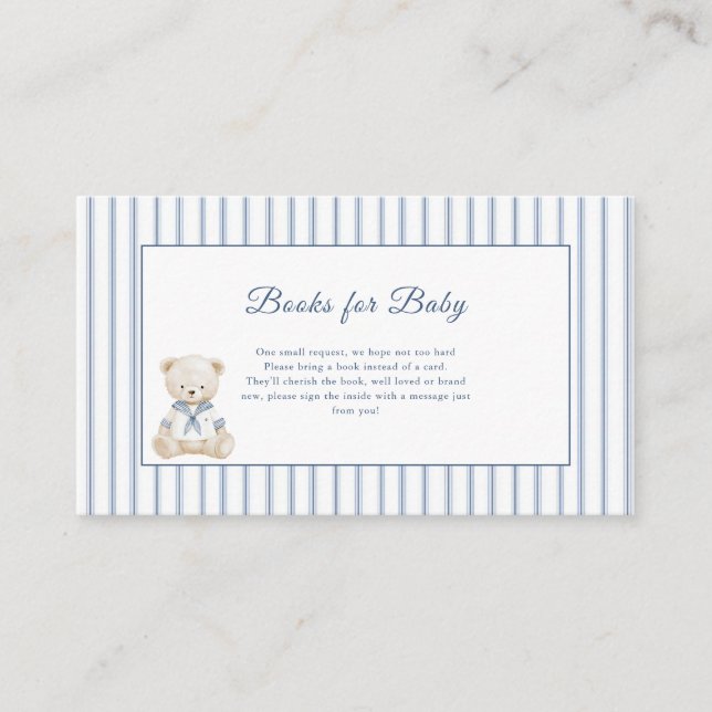 Tarjeta De Recepción Little Sailor Coastal Baby Shower  Enclosure Card (Anverso)