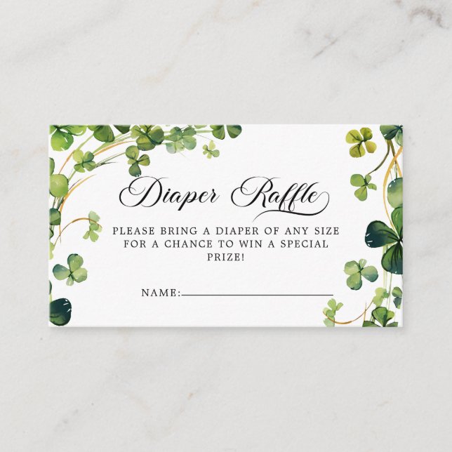 Tarjeta De Recepción Little Shamrock Baby Shower Diaper Raffle (Anverso)