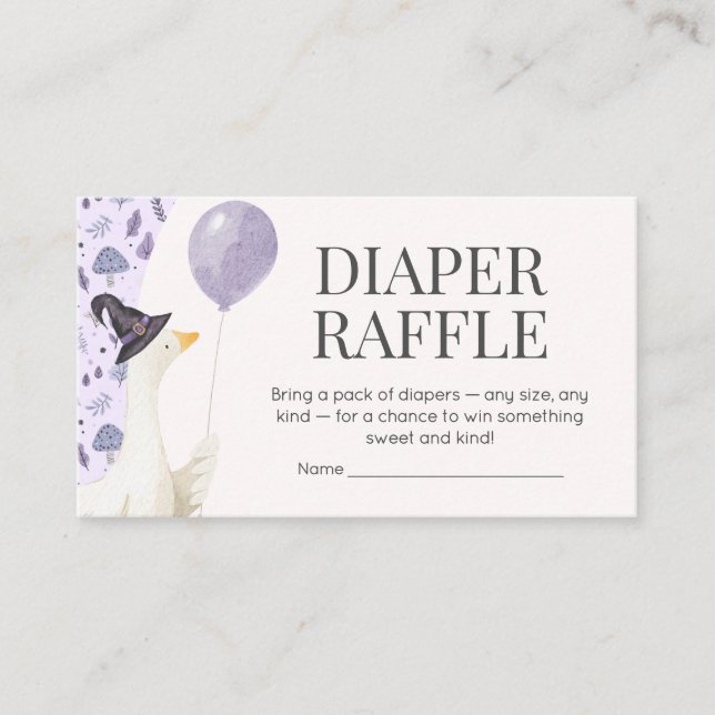Tarjeta De Recepción Little Silly Goose Baby Shower Diaper Raffle (Anverso)