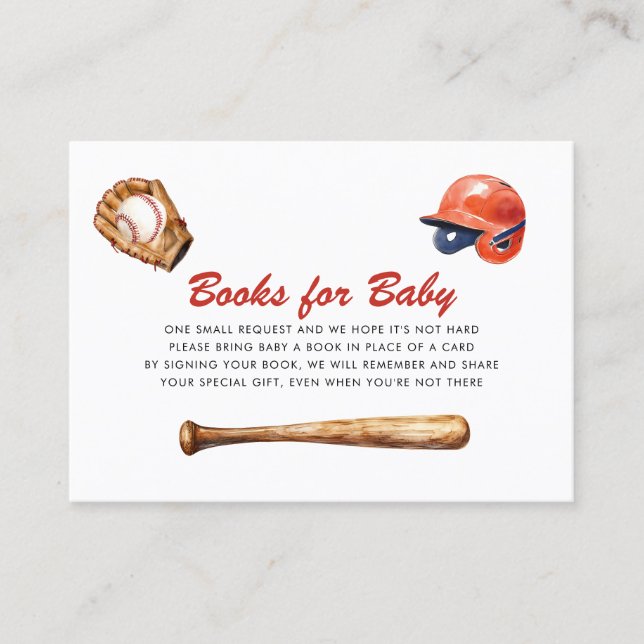 Tarjeta De Recepción Little Slugger Books for Baby Shower Card (Anverso)