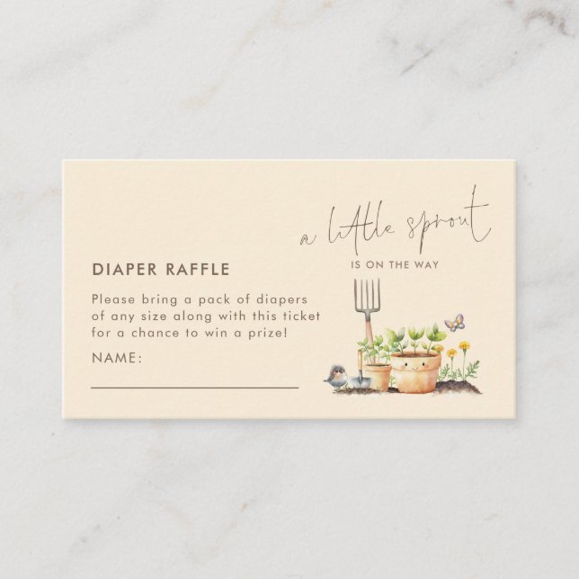 Tarjeta De Recepción Little Sprout Diaper Raffle Baby Shower Enclo (Anverso)