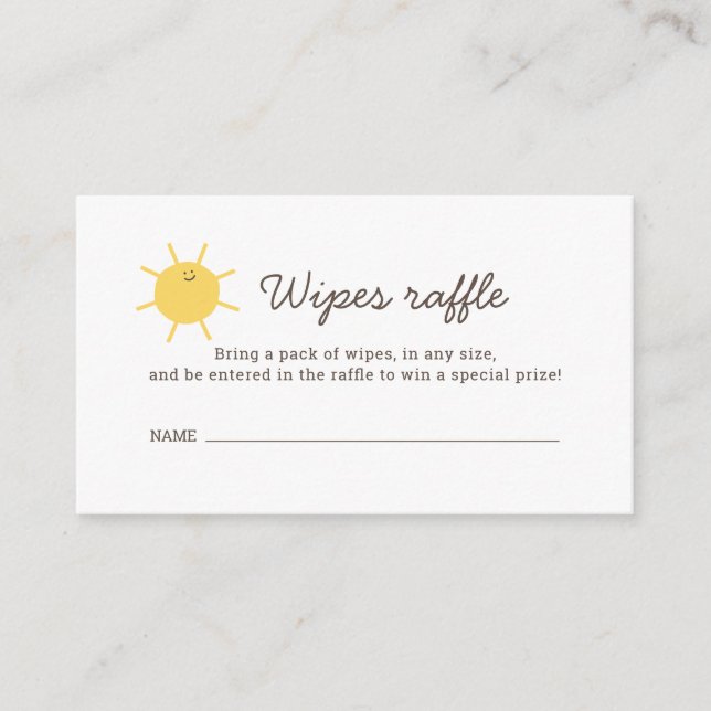 Tarjeta De Recepción Little Sunshine Baby Shower Wipes Raffle (Anverso)