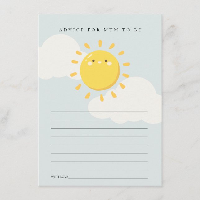 Tarjeta De Recepción Little Sunshine Blue Advance para Baby Shower Mamá (Anverso)