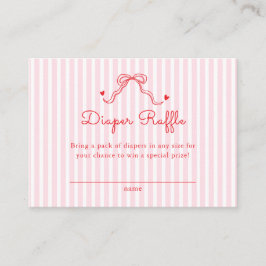Tarjeta De Recepción Little Sweetheart Bow Pink Stripes Diaper Raffle