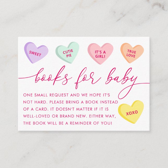 Tarjeta De Recepción Little Sweetheart Candy Hearts Books for Baby (Anverso)