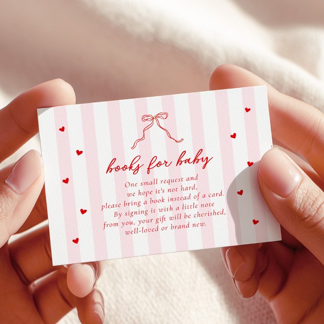 Tarjeta De Recepción Little Sweetheart Stripes Bow Books for Baby Card (Subido por el creador)