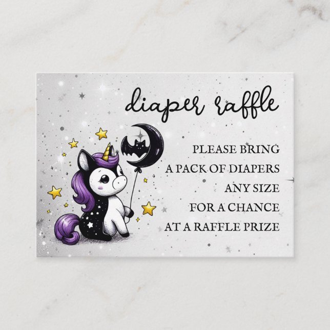 Tarjeta De Recepción Little Unicorn Diaper Raffle (Anverso)
