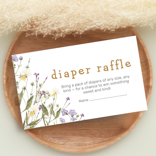 Tarjeta De Recepción Little Wildflower Baby Shower Diaper Raffle (Wildflower Baby Shower Diaper Raffle)