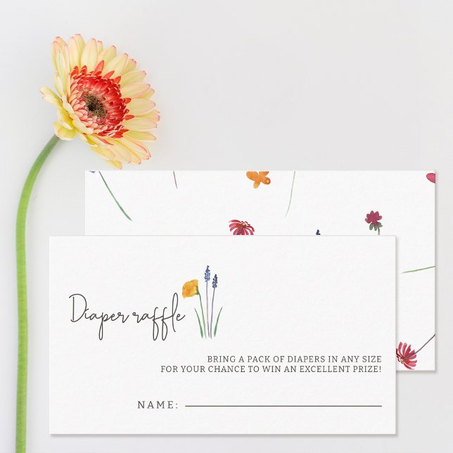 Tarjeta De Recepción Little Wildflower Baby Shower Diaper Raffle (Little Wildflower Baby Shower Diaper Raffle Enclosure Card)