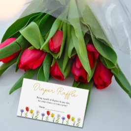 Tarjeta De Recepción Little Wildflower Baby Shower Diaper Raffle