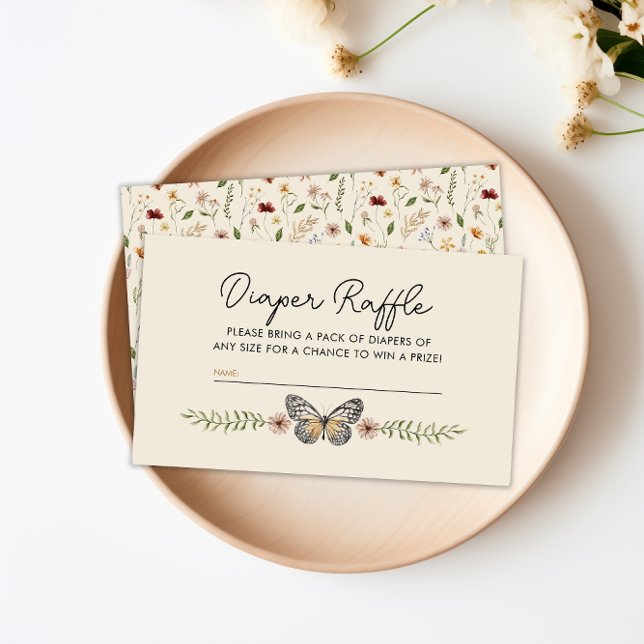 Tarjeta De Recepción Little Wildflower Boho Diaper Raffle Baby Shower (Little Wildflower Boho Diaper Raffle Baby Shower Enclosure Card)