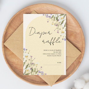 Tarjeta De Recepción Little Wildflower Diaper Raffle Baby Shower
