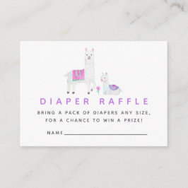 Tarjeta De Recepción Llama acuarela tema Baby Shower Diaper Raffle