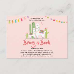 Tarjeta De Recepción Llama Bring a book Baby ducha Fiesta Cactus Chica