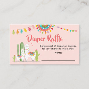 Tarjeta De Recepción Llama Diaper Raffle Card Fiesta Cactus Beber ducha