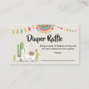 Tarjeta De Recepción Llama Diaper Raffle Card Fiesta Cactus Beber ducha